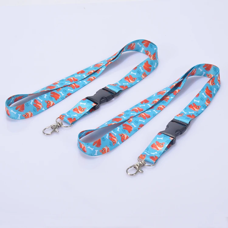 Hot Sale Cheap Custom Polyester Ribbon Sublimation Heat Transfer Printed Id Card Badge Holder Lanyard Strap for Business Meeting