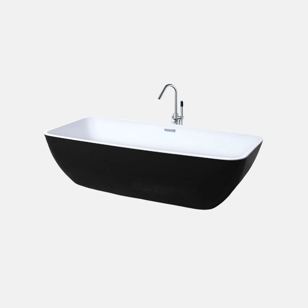 Freestanding Bathtub Pensen White Pure Acrylic Repairable Artificial Stone Solid Surface Freestanding Black Bathtub