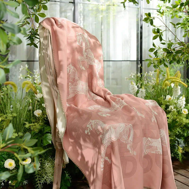 Light Luxury Horse Print  Blanket Skin-Friendly Polyester Spandex Customizable Office Casual Throw