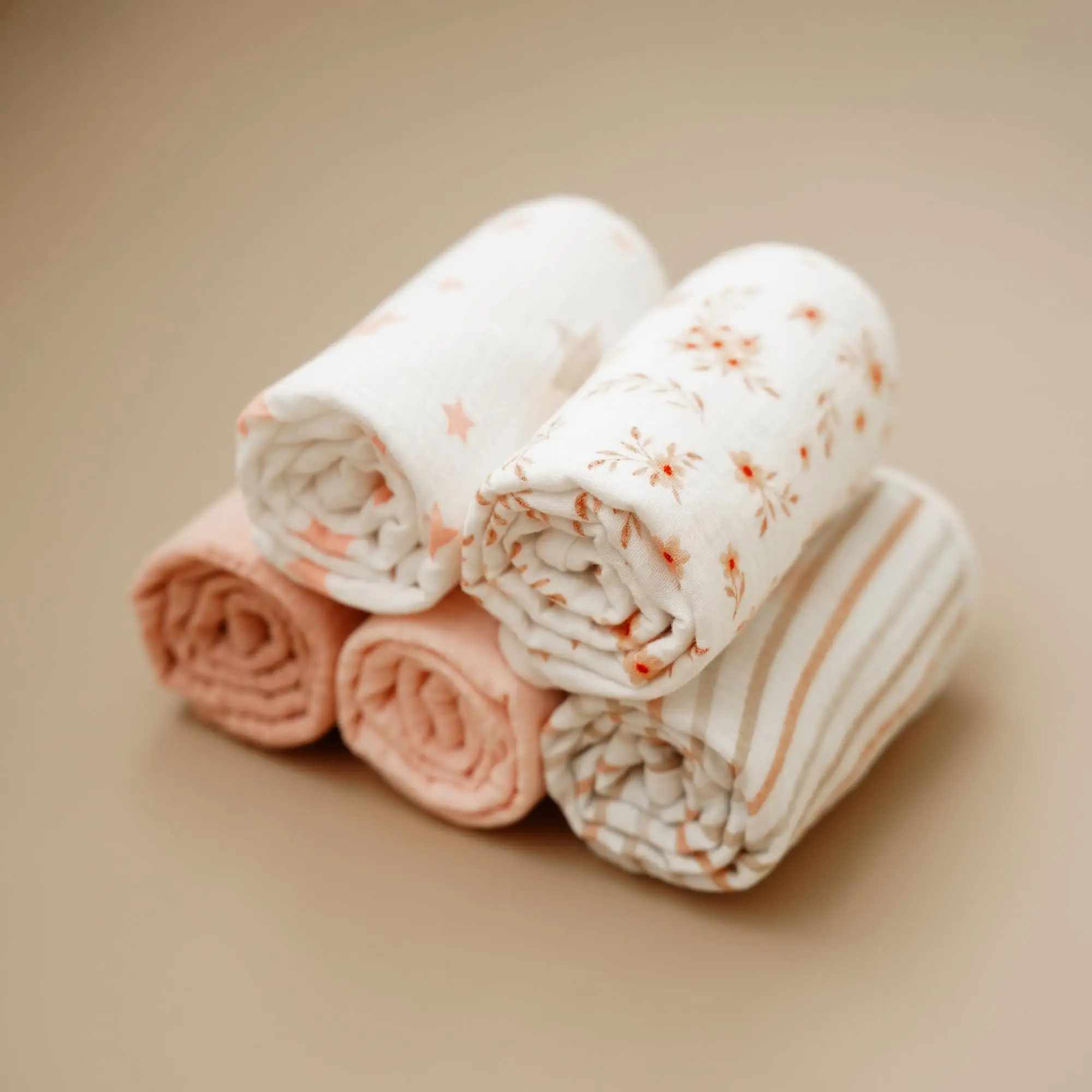 Personalized Custom Pattern 6 Layers Cotton Muslin Babi Towel Burp Cloths Neutral Custom Muslin Burping Cloths for Baby