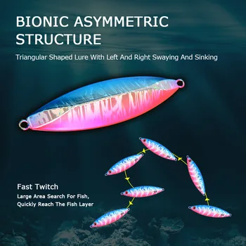 Long-Cast Night-Glow Slow-Rolling Metal Jig Lure 80g/100g/120g for Sea Boat Fishing Hooks Saltwater Fish Bionic Artificial Hard – Metal Jig – view 5