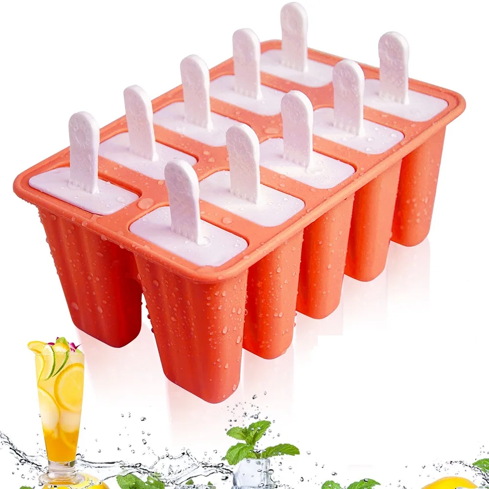 10 Cavity Silicone Ice Cream Popsicle Stand Mold Bpa Free Homemade Ice ...