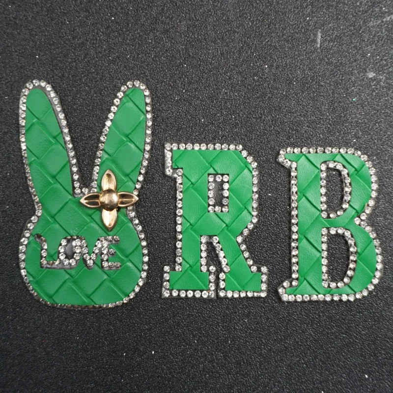 wholesale garment accessories rhinestone bear heat transfer patch leather iron on patches