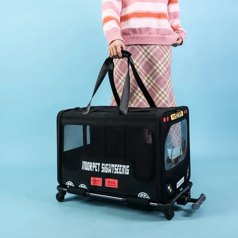 Mochong Oxford Bus Cat Bag Outdoor Portable Handbag Large Space Breathable Pet Travel Trolley Case