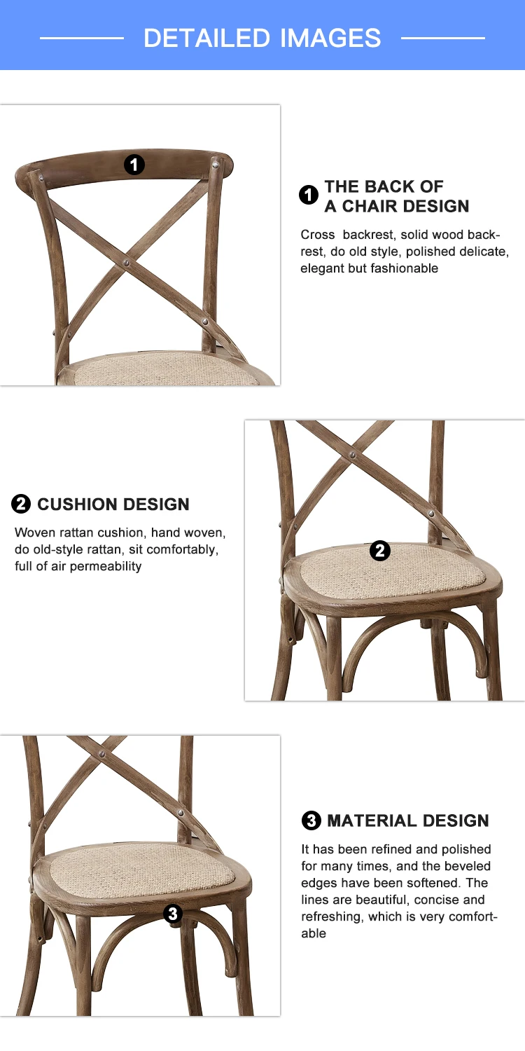 Vintage Wooden Cross Back Dining Chairs Banquet Chairs Wedding Chair With Rattan Cushion - Buy ...