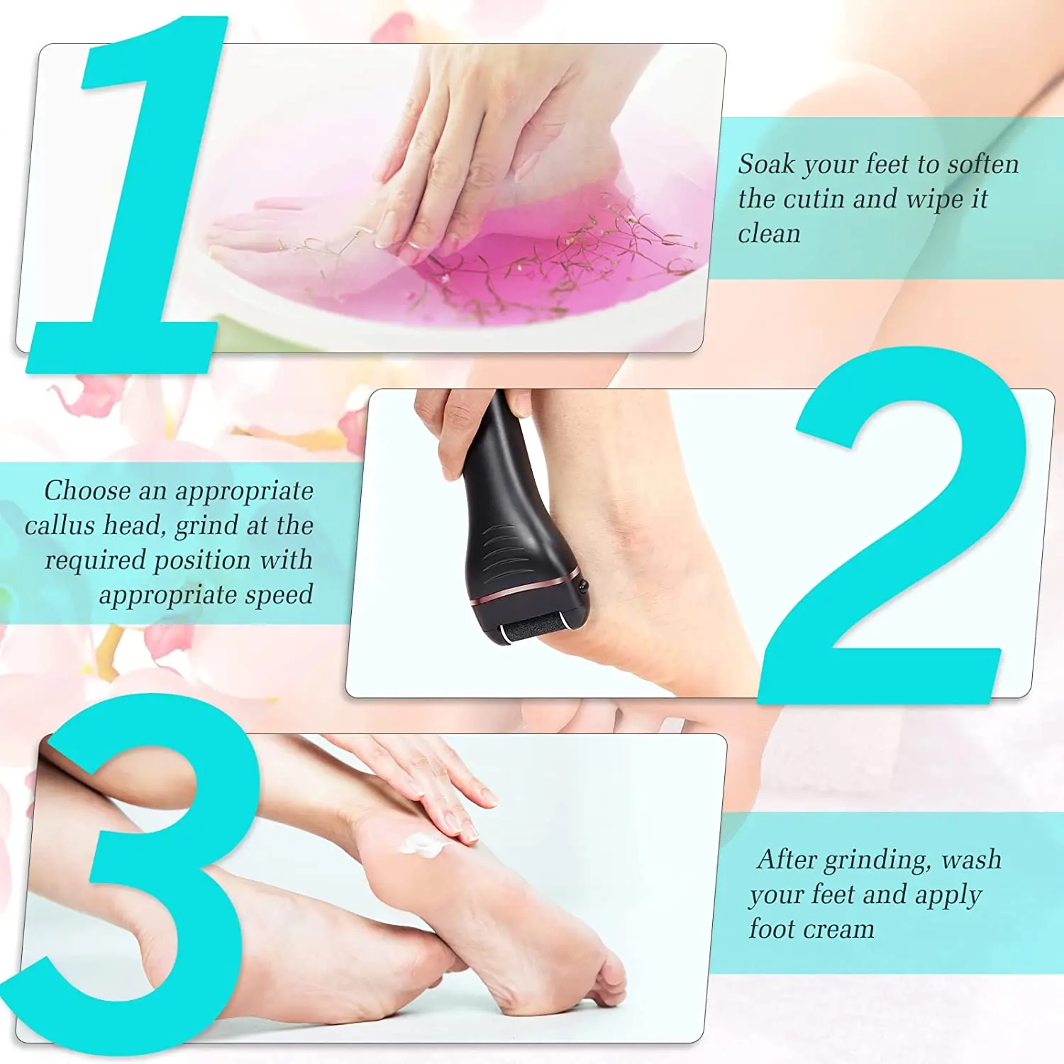 10 in 1 Electric Callus Remover Foot File Rechargeable Foot Scrubber Pedicure Kit Foot Grinder for Feet