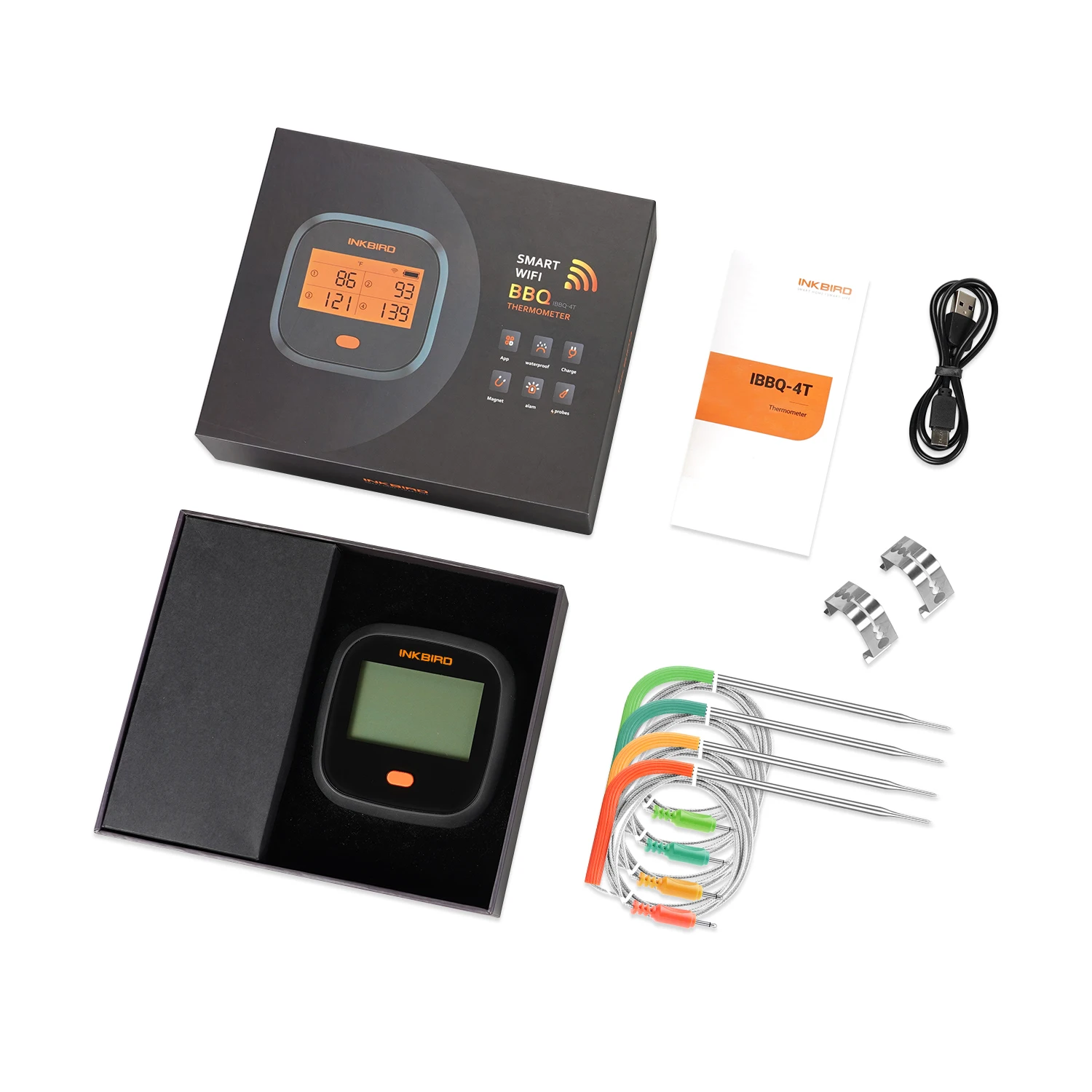 INKBIRD IBT-4XS Digital Rotation Reading Screen BBQ Meat Cooking Thermometer  Bluetooth Connect Magnetic Design and 2/4 Probes - AliExpress