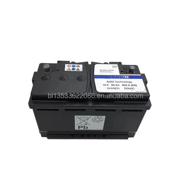 Hot Selling  Car Battery For Volvo12V 80Ah Replacement AGM Car Start-Stop Battery Car Model 31652066 31419211