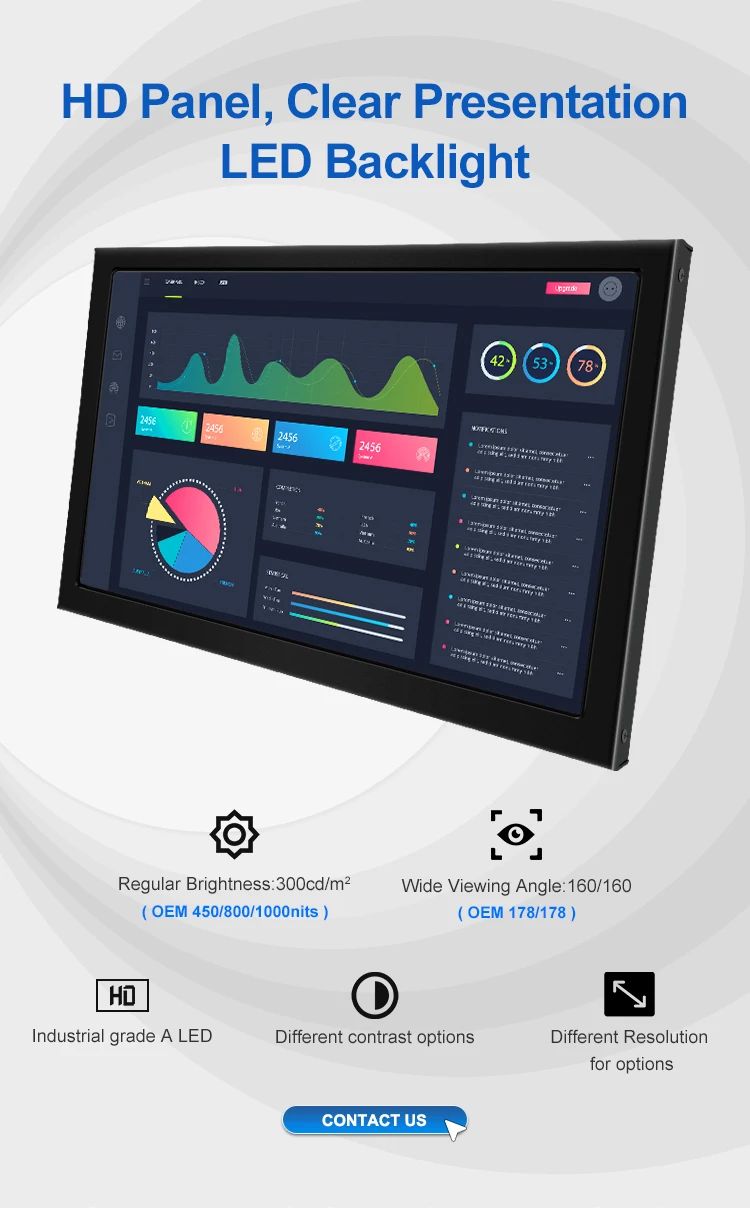 17 Inch Industrial Display Wall Mounted IPS HD Touch Screen Monitor VGA TFT Touchscreen Industrial Monitor