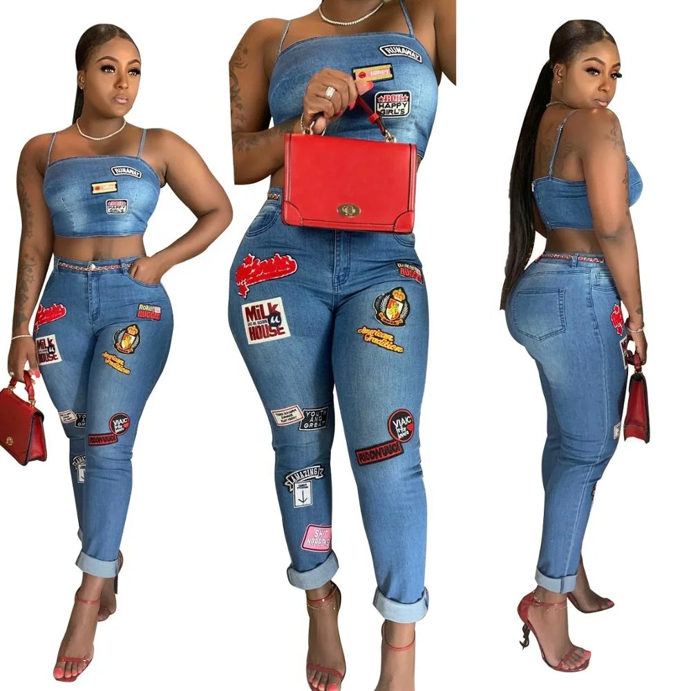 Jean two piece outfit Clearance