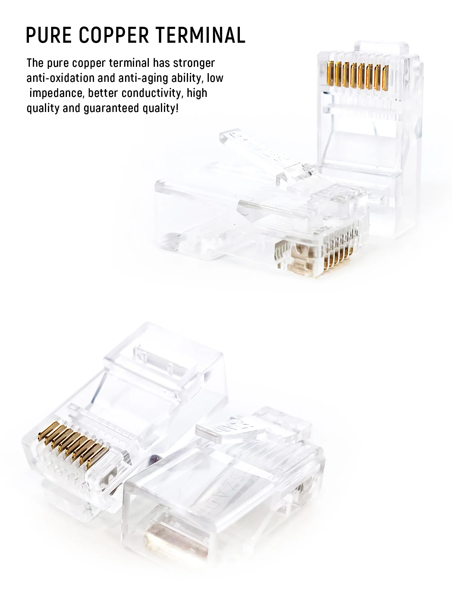 100pcs/unit Rj45 Connector 8p8c Cat5e Cat6 Keystone Jack Rj45