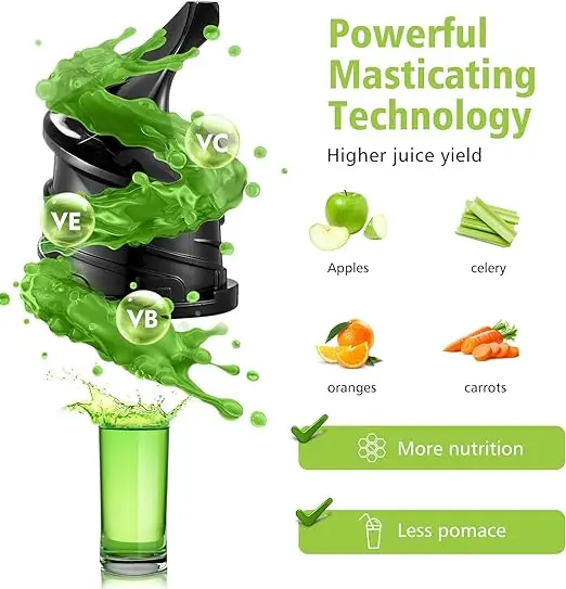 AMZCHEF Automatic Orange Juicer Juice Extractor Orange Juicer Squeezer Masticating Fresh Juicer Machine
