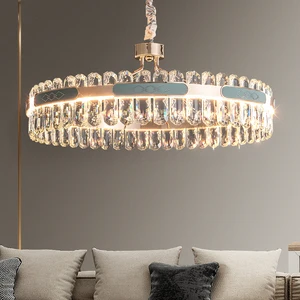 Decoration Circle Hanging Lights Led Living Room Modern Round Gold Luxury K9 Crystal Chandeliers