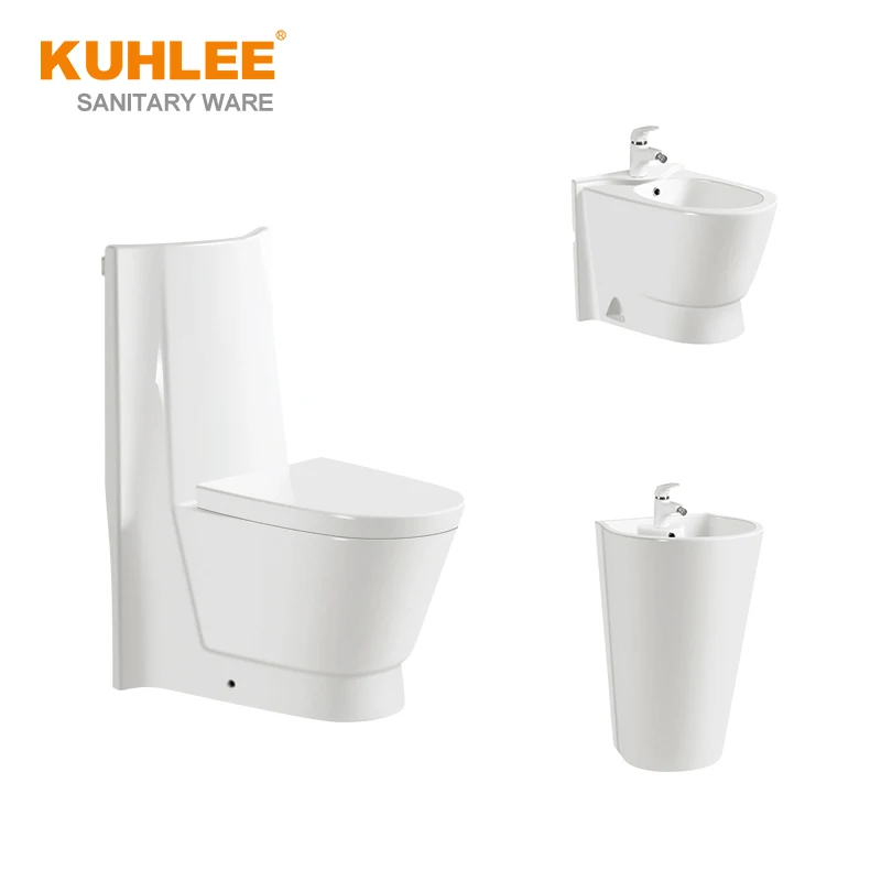Factory Ceramic WC One Piece Washroom Toilet Bowl Set With Sink Sanitary Ware Suite