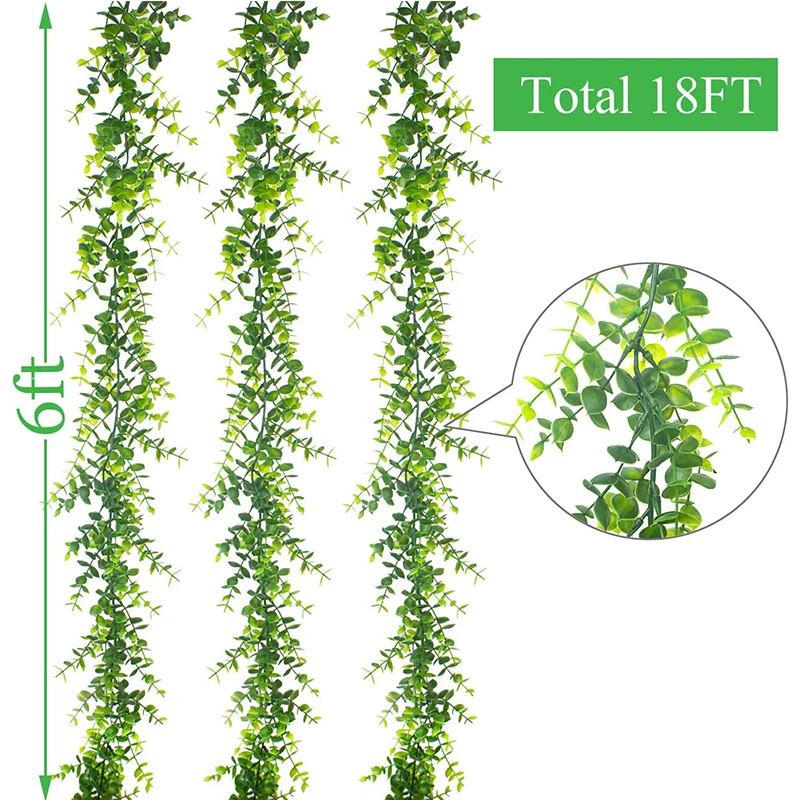Manufacturers Wholesale Artificial Ivy Leaf Plant Greenery Eucalyptus Vine 1.8 M Ins Eucalyptus Hanging Garland False Suspension