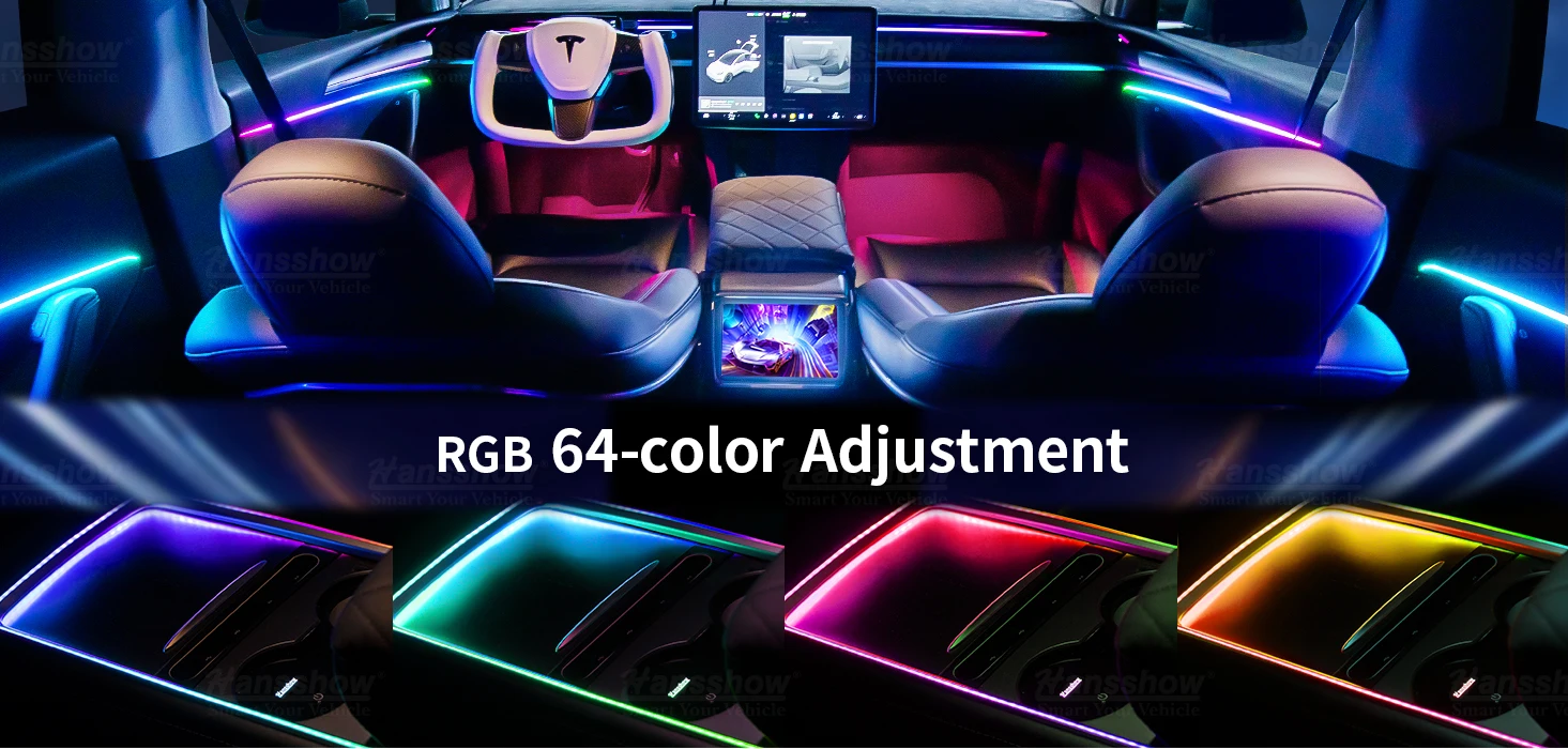 Hansshow Model 3/y Ultra Rgb 64color Ambient Light For Tesla Interior