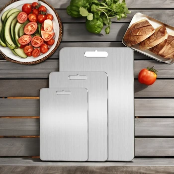 Sleek Meat Cutting Board Eco Friendly 304  Stainless Steel Chopping Board Household Cutting Board