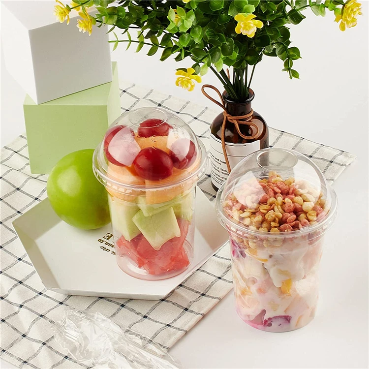Clear Cheese Ice Cream Fruit Container PET Clear Mini Disposable Plastic Dessert Cups With Lid