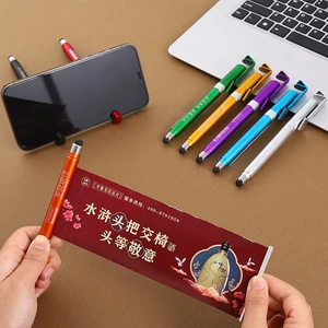 Hot Selling 3 in 1 Advertising Phone Holder Pull Out Banner Gel Pen With Touch Screen & Rolling Flag Paper Custom Logo Printed