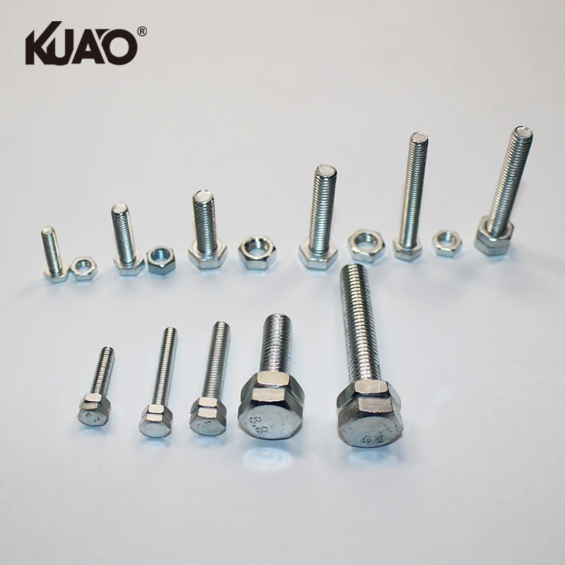 Household Hardware Fasteners Set Screw Bolts Zinc Plated Fully Threaded Hex Head Hex Nut Bolt Kit