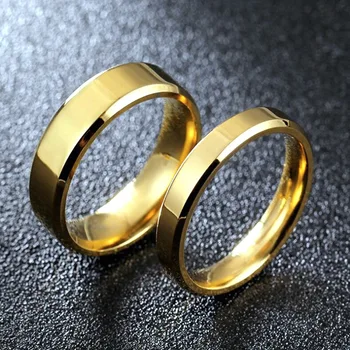 Gold Plated Stainless Steel Rings Men Jewelry Fashion Women and Men Wedding Couple Rings With Best Price