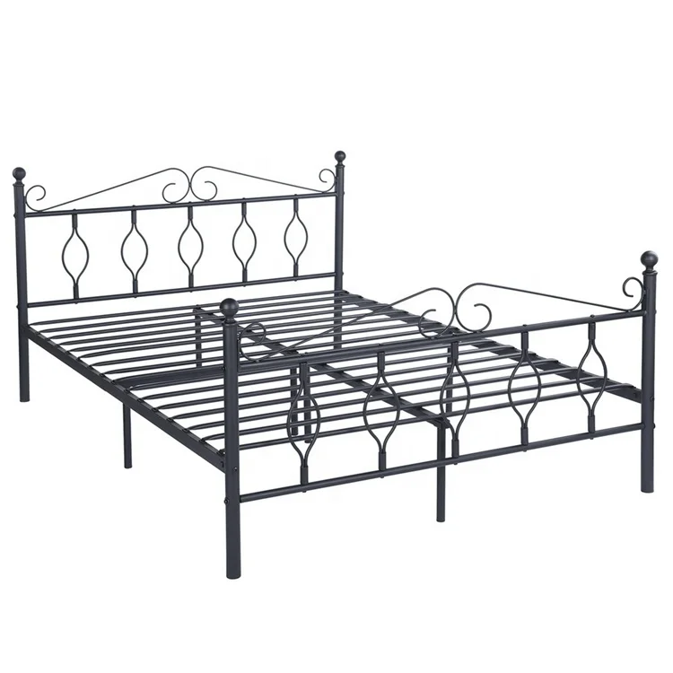 Modern black double metal bed frame for Bedroom
