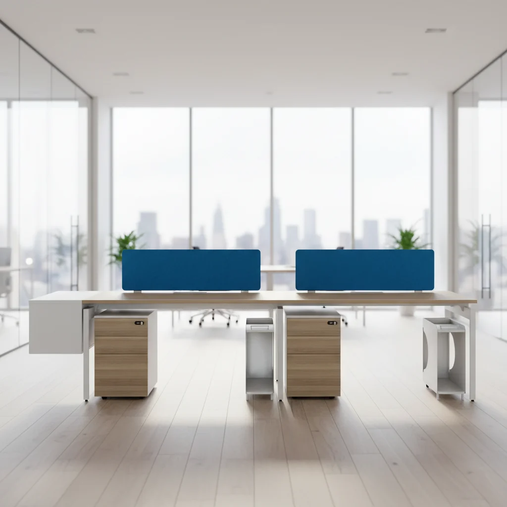 Modern Mid-Sized Wood Standing Work Desk with Cable Management Durable Design Freestanding Office Furniture 6