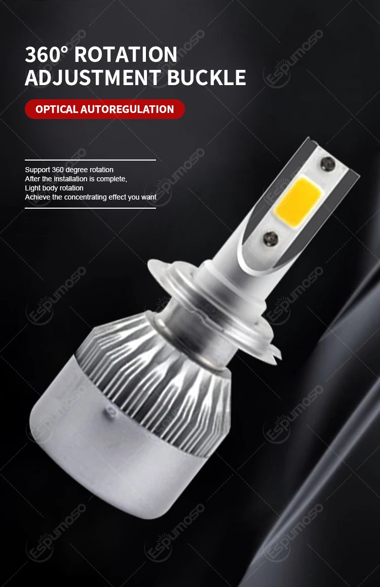 Cheap Price 12v White C6 Led Headlight Bulb 36w 3800lm Cob H1 H7 H11 H3