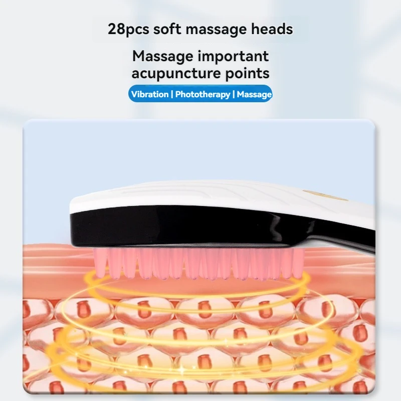 Popular Design Wireless Private Label Led Light Vibration Electric Massage Hair Brush Hair Growth Comb for Salon Use