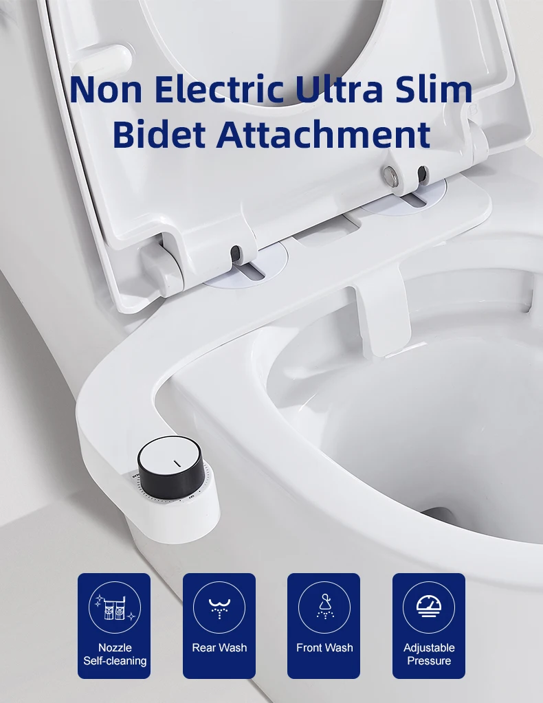 Modern Fresh Water Non-electric Bidet Sprayer OEM/ODM Ultra-Slim Shattaf Bathroom Retractable Dual Nozzle Bidet Attachment manufacture