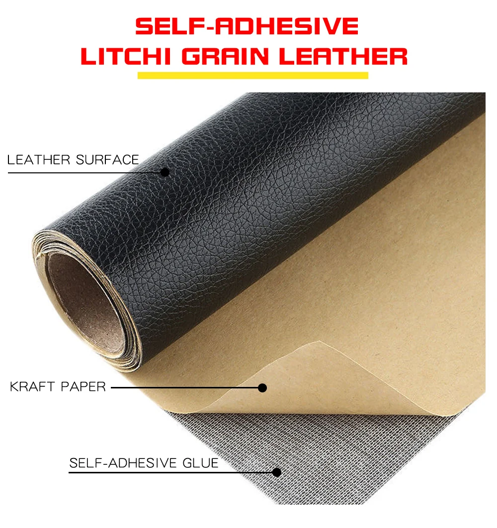 Eco-Friendly Waterproof Self-Adhesive PVC Leather Lychee Printed Faux Leather Rolls for Sofa Chairs