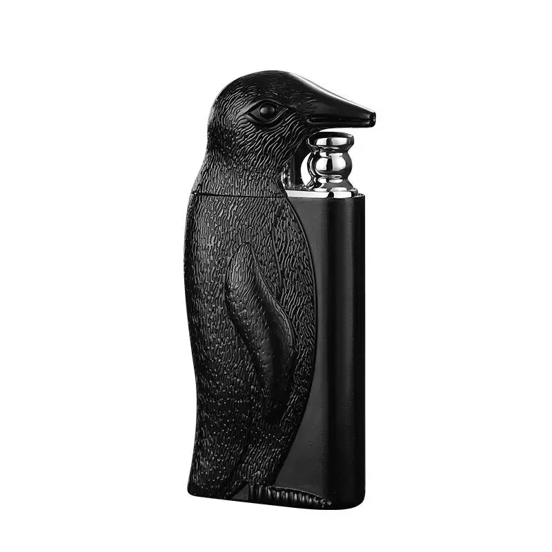 KY Trendy and Fashionable Creative Embossed Penguin Shaped Double Flame Gas Refillable Metal Lighter Custom
