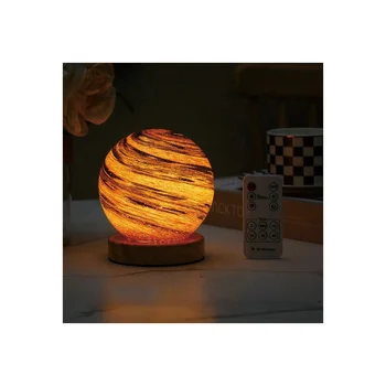 Creative LED gift decorative table lamp, romantic USB round bedroom night light, remote control timed dimming glass planet lamp