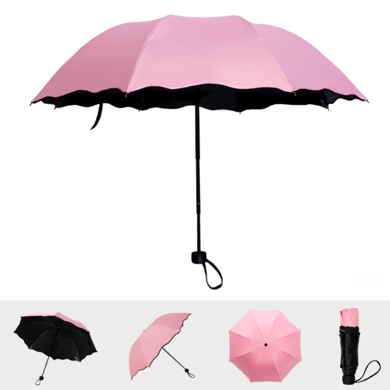 Minimalist 3-Folding Manual Sun Protection Umbrella with 190T Nylon Fabric for Summer
