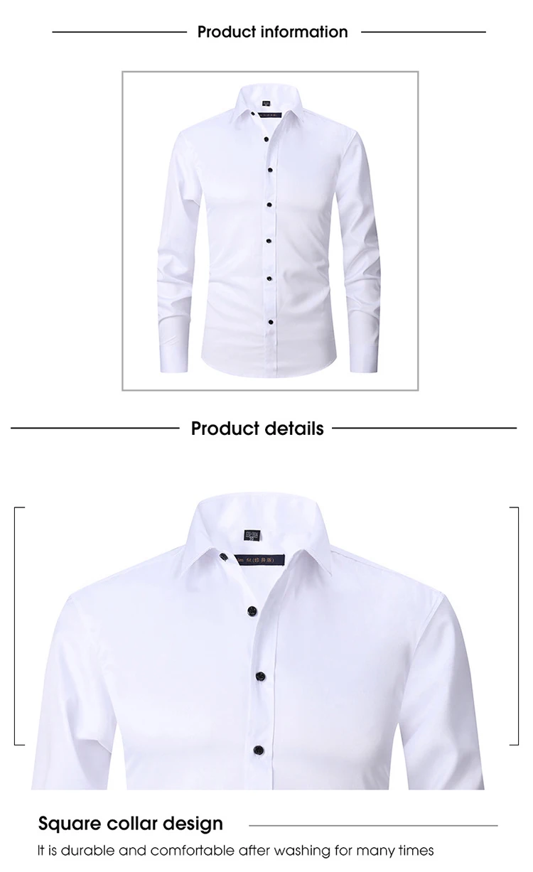 Litai Top Quality Formal 8xl Office Wear Business White Blank Dress Shirts Work Solid Stretch