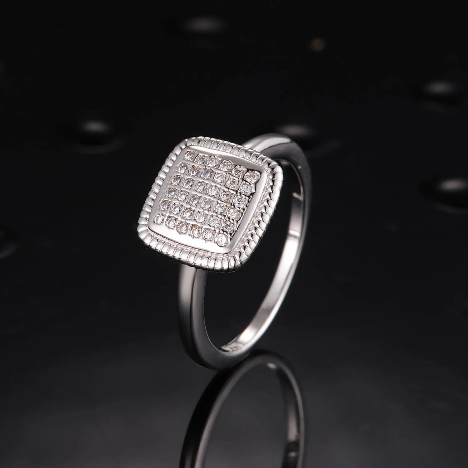 Women Wedding Ring 925 Sterling Silver Cubic Zirconia Jewelry Engagement Geometry Rings(图3)