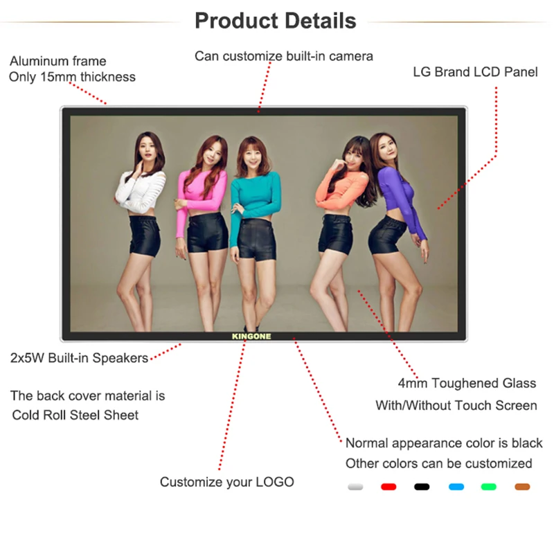 Wall Mount Led Lcd Display Advertising Player 42 Inch Touch Screen Monitor