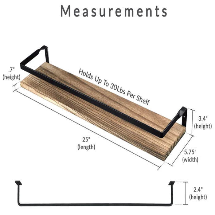 Wooden Home Decor Shower Shelf Wall Mounted Storage Organizer Rack