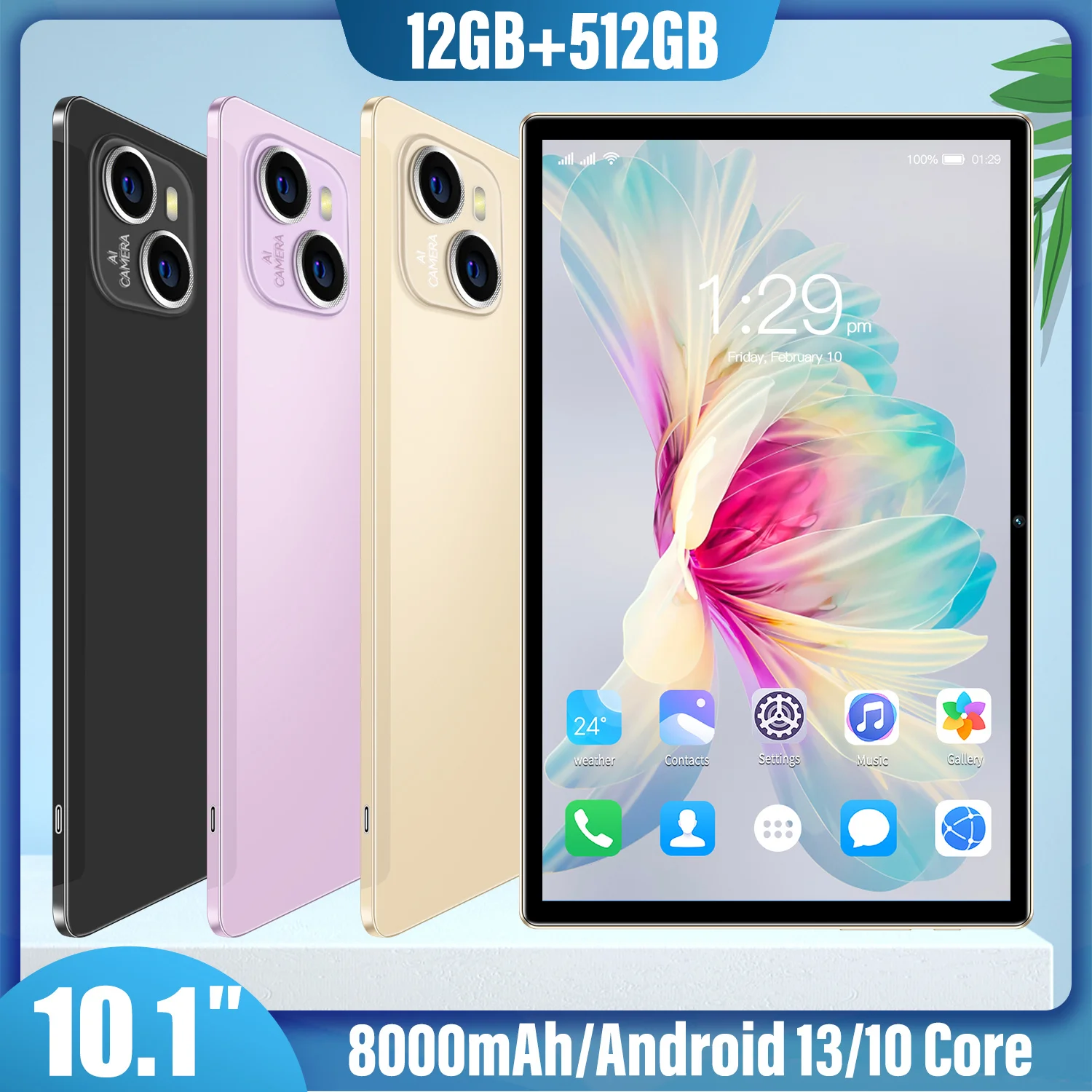 12G RAM, 512GB ROM Tablet PC with Android 13.0 - High Quality