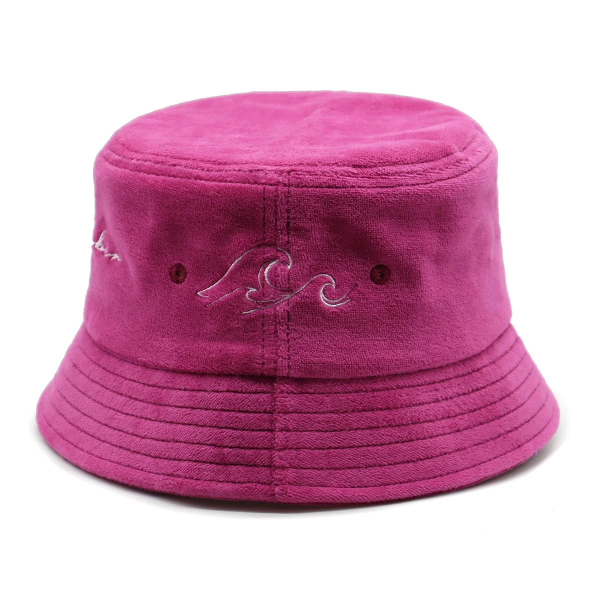 Custom Winter Embroidered Satin Lined Velvet Bucket Hats Shinny