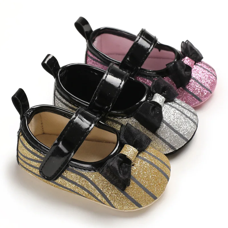 Glittering Colors Bow-knot Design Breathable Princess Baby Girl Shoes