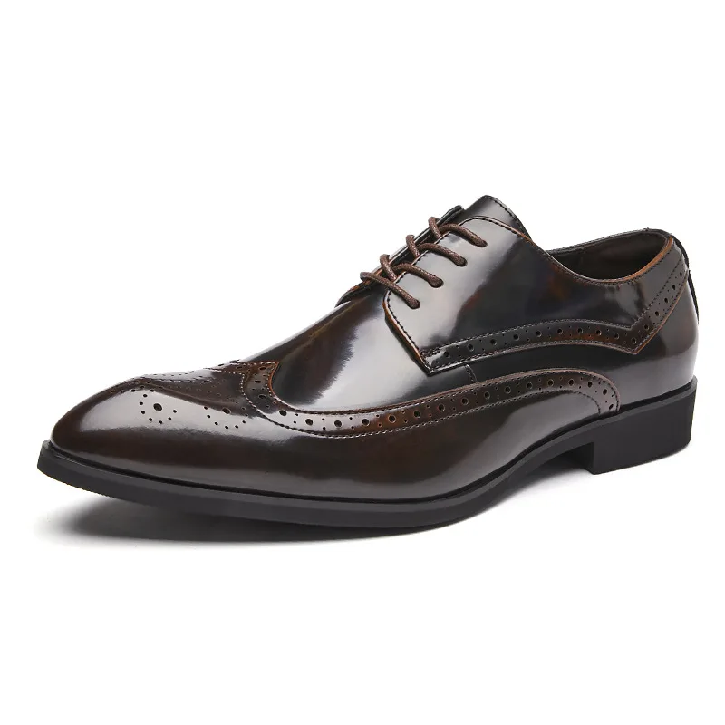 shiny brown dress shoes Hand-Painted Brown Oxford Shoes – HolloMen