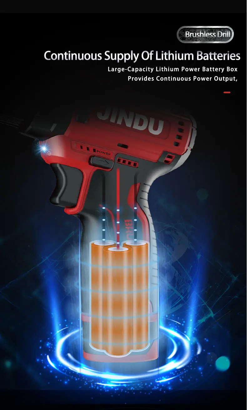 JINDU  rechargeable hand  small pistol  lithium electric l multi-function household electric screwdriver brushless electric dril