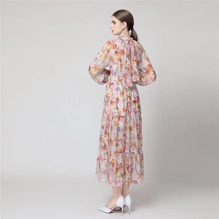 long chiffon dress woman brand  O4U She is wearing a standard 2 (Bust 83cm Lucky Brand Women's Chiffon Print-Mix