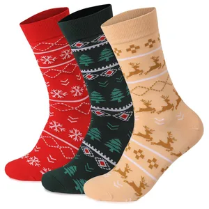 Autumn Winter Red Cotton Crew Socks Daily comfort Moisture Absorbing Unisex Odor Resistant