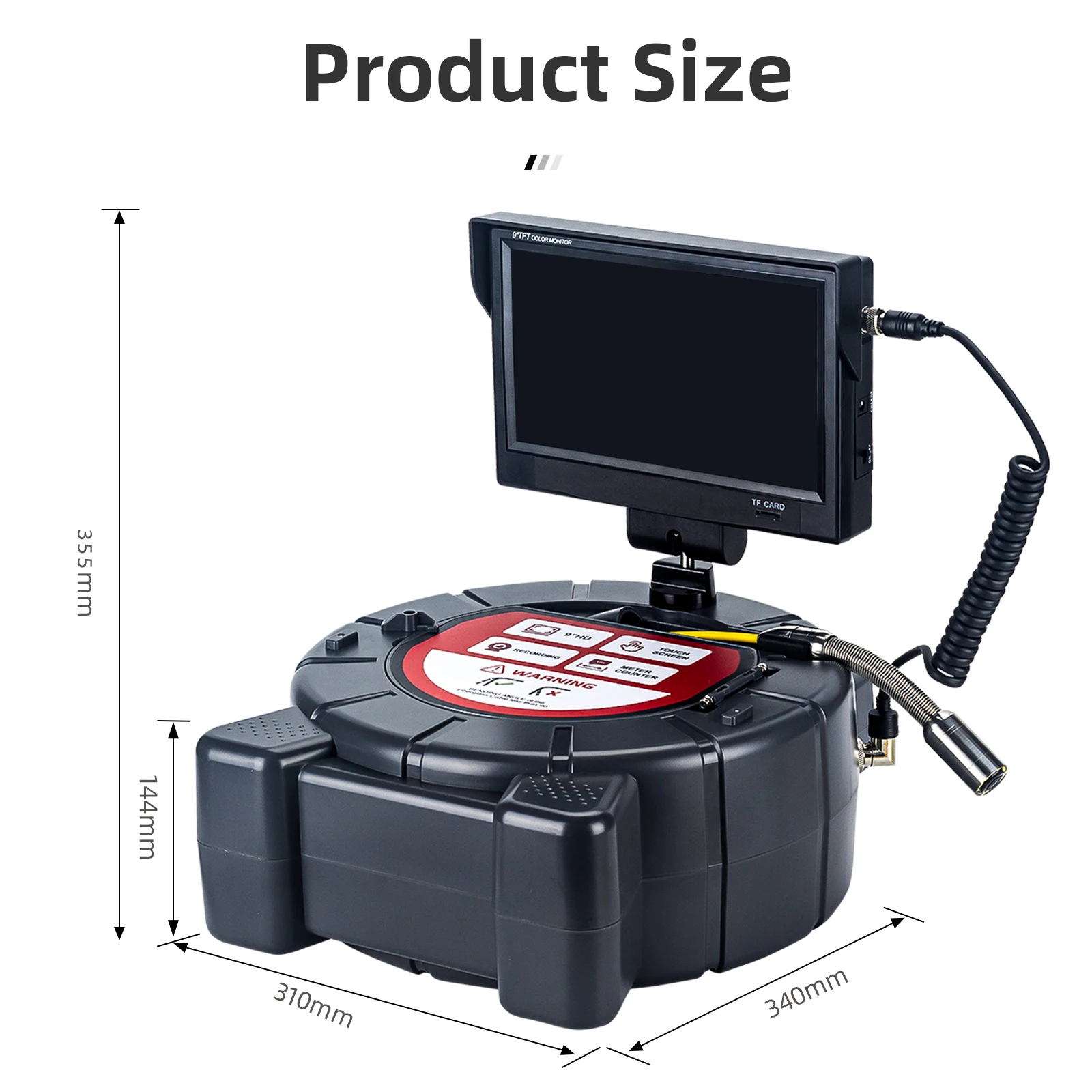 9Inch HD1080P Touch Screen Sewer Camera with512Hz Sonde&Self-leveling&Meter Counter for Home pipeline Inspection