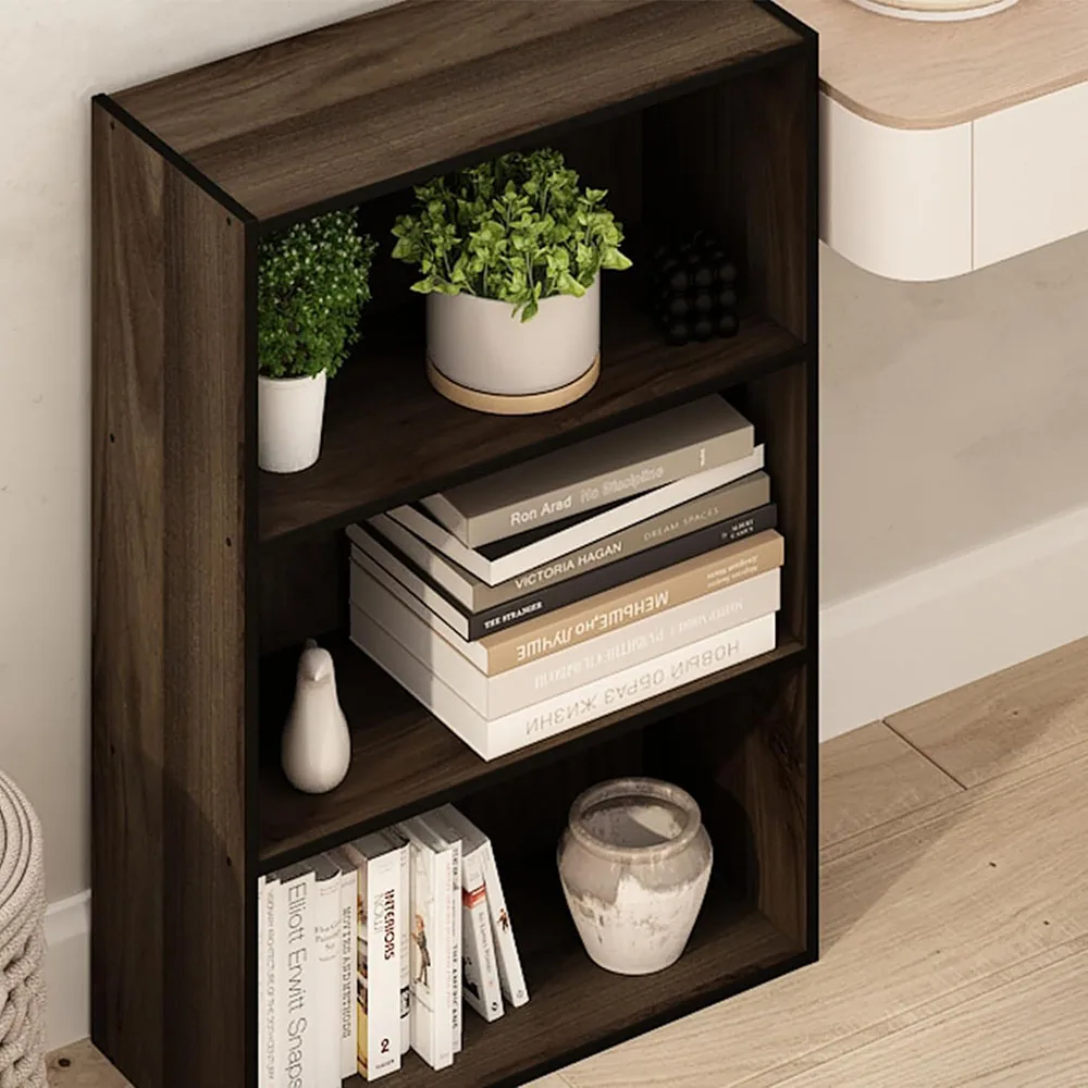 product columbia walnut 3 tier open shelf bookcase elegant living room furniture-3