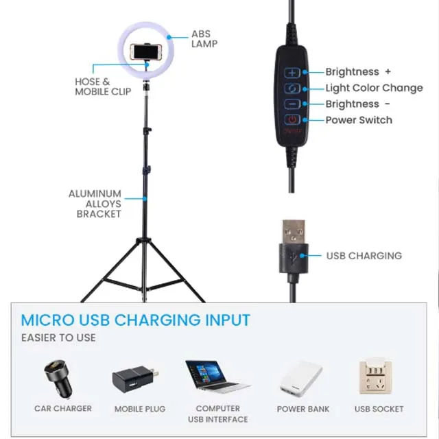 Селфи складной макияж 6 дюймов 10 светодиодное кольцо Tik Tok кольца со штативом свет с держателем