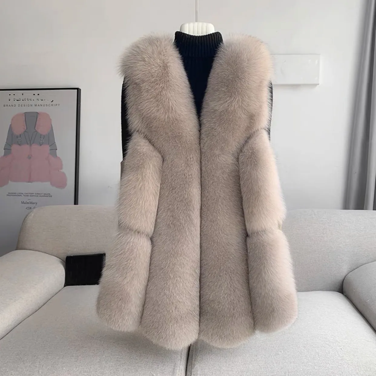 Hot Sale Super Quality Latest Design of Waistcoat Fur Gilet Multi Color Fluffy Furry Custom Cheap fox Fur Vest