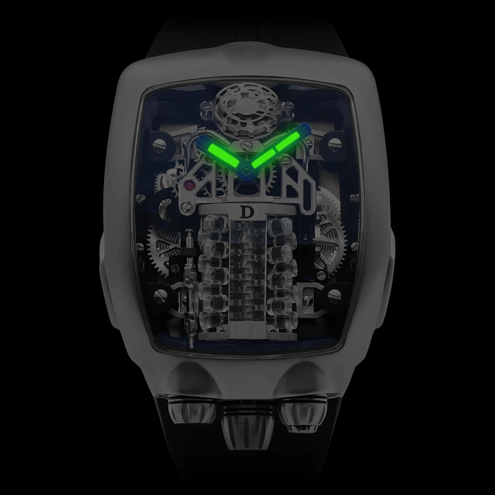 Custom Special Design Luxury Mens Automatic Watch Skeleton Automatic Mechanical Watch with High Grade Silicone Band